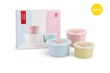 SET X3 BOWLS CERAMICA RELIEVE CON TAPA